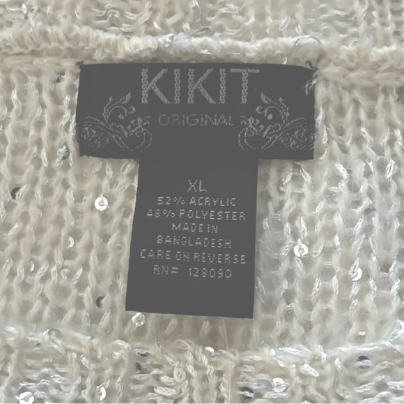 NWOT KIKIT Sequin Half Sleeve Sweater White Xl - Picture 6 of 10
